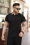 Erkek Yakalı Kagi Kumaş Kısa Kollu T-shirt resmi